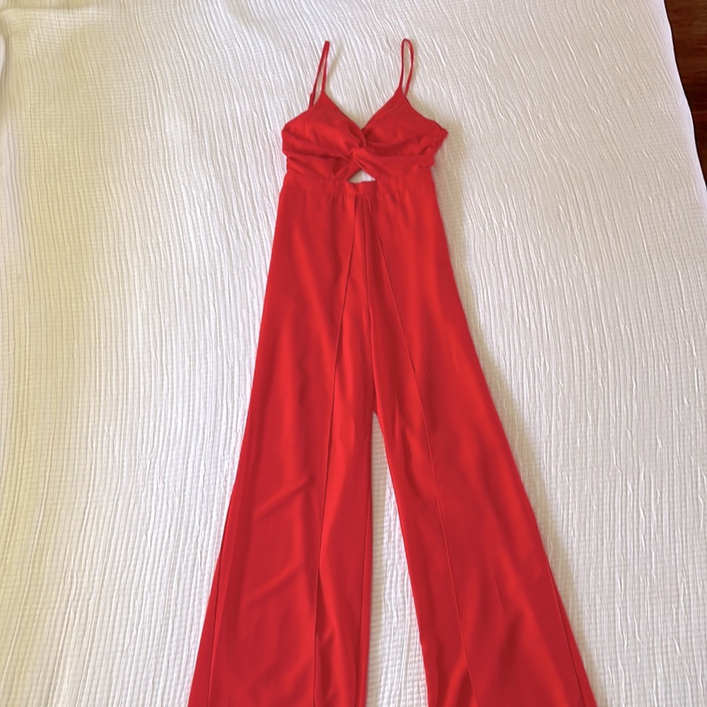 Sleek And Stylish Red Jumpsuit